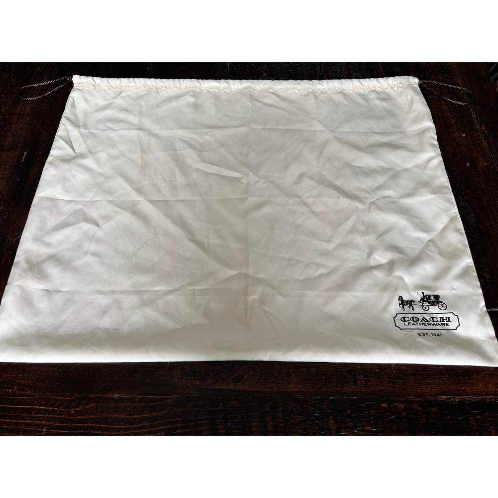 COACH Drawstring Dust Bag Storage Cream Satin Logo X-Large 24X19